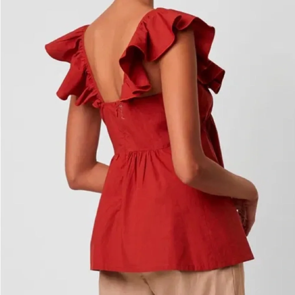 French Connection Azana Ruffle V Neck Top - Picture 2 of 7